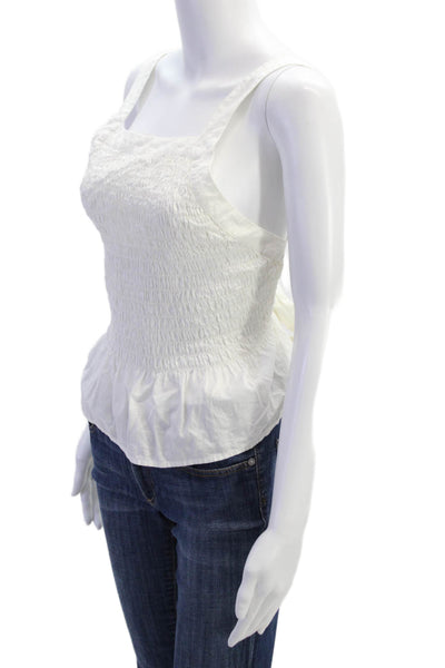 Free People Womens Cropped Sleeveless Smocked Tank Top White Size Medium