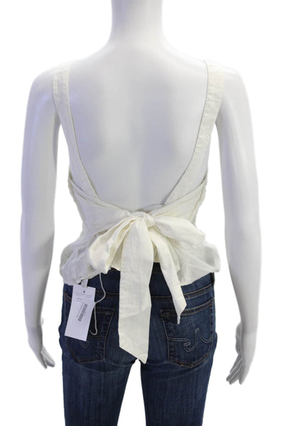 Free People Womens Cropped Sleeveless Smocked Tank Top White Size Medium