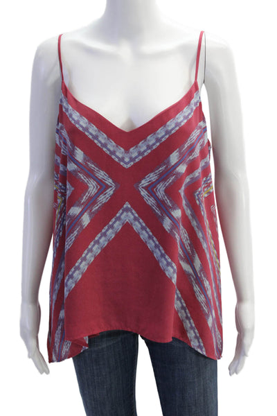 BCBG Max Azria Womens V Neck Kayleigh Tank Top Pink Multicolored Size Large