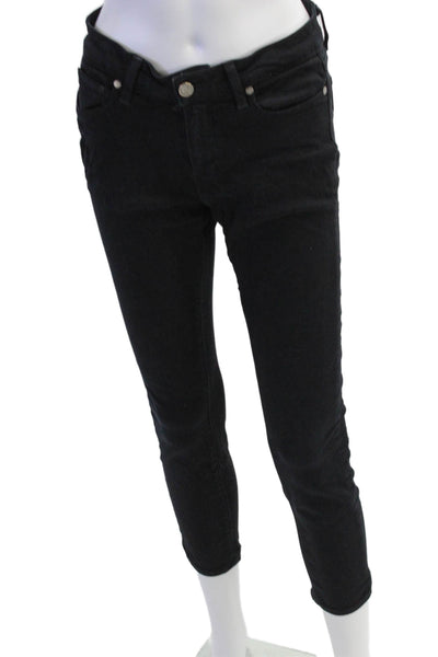 Paige Womens Verdugo Crop Mid Rise Skinny Leg Jeans Black Overdye Cotton Size 28
