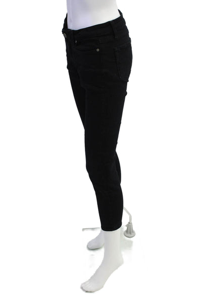 Paige Womens Verdugo Crop Mid Rise Skinny Leg Jeans Black Overdye Cotton Size 28