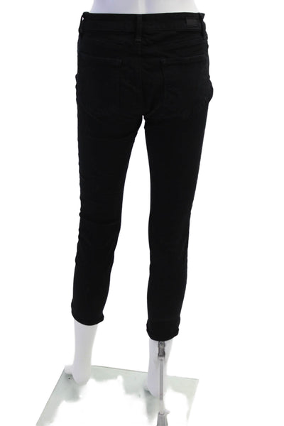 Paige Womens Verdugo Crop Mid Rise Skinny Leg Jeans Black Overdye Cotton Size 28
