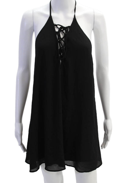 Show Me Your Mumu Womens Sleeveless Lo Lace Up Mini Dress Black Size Medium