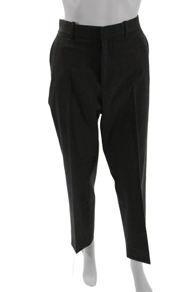Theory Womens Wool Pocketed Flat Front Straight Leg Dress Pants Gray Size 32