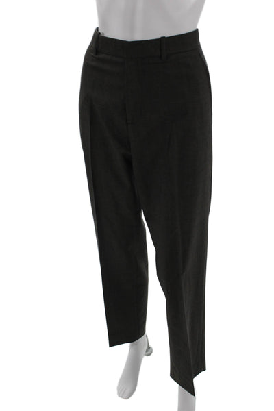 Theory Womens Wool Pocketed Flat Front Straight Leg Dress Pants Gray Size 32