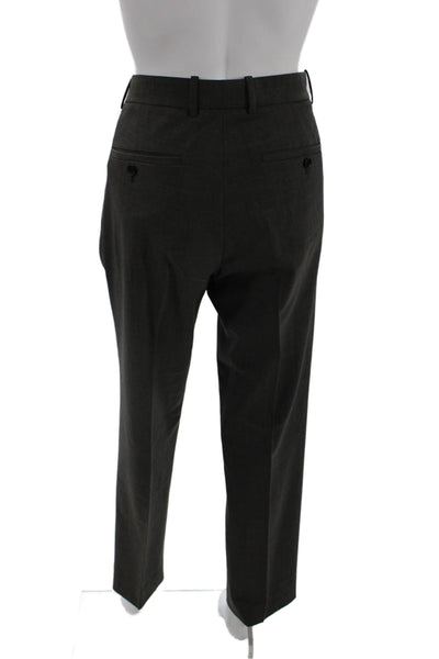Theory Womens Wool Pocketed Flat Front Straight Leg Dress Pants Gray Size 32