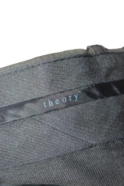 Theory Womens Wool Pocketed Flat Front Straight Leg Dress Pants Gray Size 32