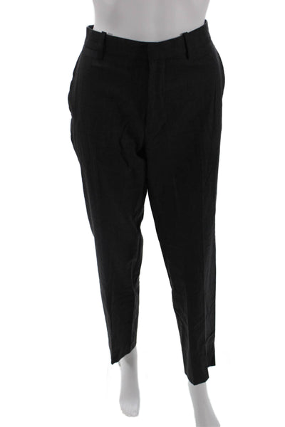 Theory Womens Wool Pocketed Flat Front Straight Leg Dress Pants Gray Size 32