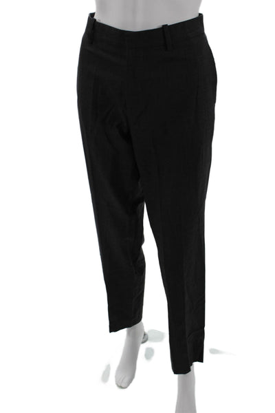 Theory Womens Wool Pocketed Flat Front Straight Leg Dress Pants Gray Size 32