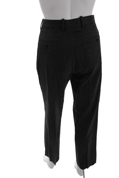 Theory Womens Wool Pocketed Flat Front Straight Leg Dress Pants Gray Size 32