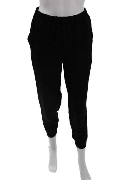 Theory Womens Silk Sheer Drawstring Waist Pocketed Casual Pants Black Size P