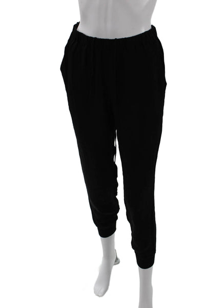 Theory Womens Silk Sheer Drawstring Waist Pocketed Casual Pants Black Size P