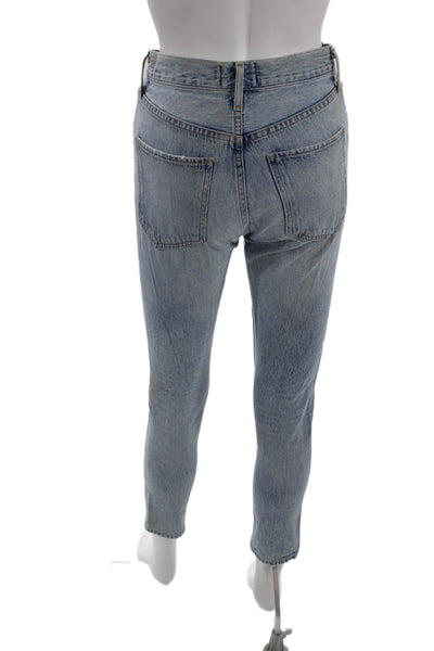 Agolde Womens Cotton Buttoned Distressed Detail Skinny Jeans Blue Size 23