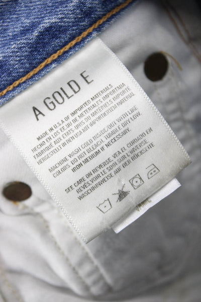 Agolde Womens Cotton Buttoned Distressed Detail Skinny Jeans Blue Size 23