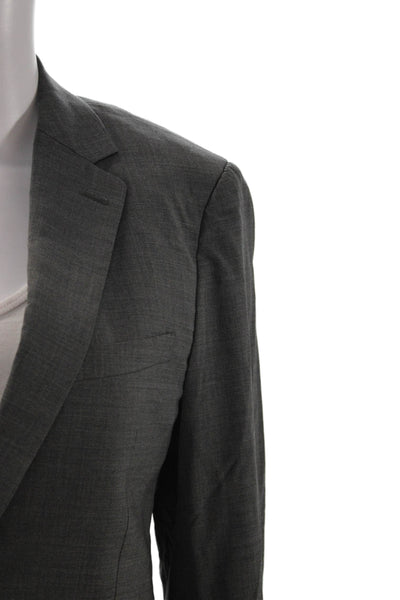 Theory Womens Wool Two Buttoned Two Pocketed Blazer Jacket Gray Size 38