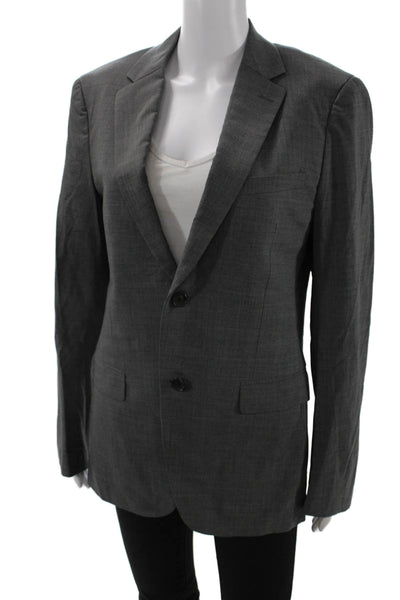 Theory Womens Wool Two Buttoned Two Pocketed Blazer Jacket Gray Size 38