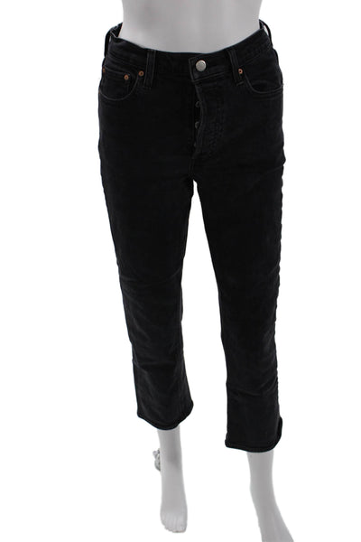 Denim Forum Womens Cotton The Arlo High Rise Straight Leg Jeans Black Size 26