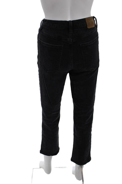 Denim Forum Womens Cotton The Arlo High Rise Straight Leg Jeans Black Size 26