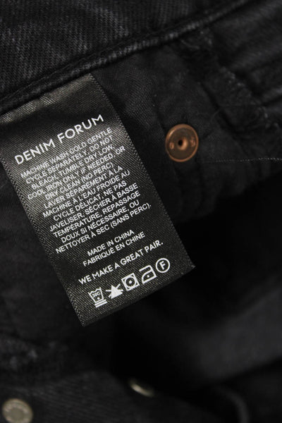 Denim Forum Womens Cotton The Arlo High Rise Straight Leg Jeans Black Size 26