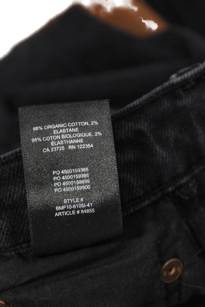 Denim Forum Womens Cotton The Arlo High Rise Straight Leg Jeans Black Size 26