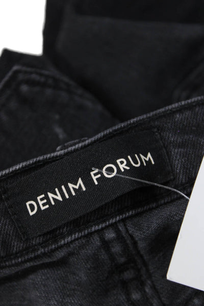 Denim Forum Womens Cotton The Arlo High Rise Straight Leg Jeans Black Size 26
