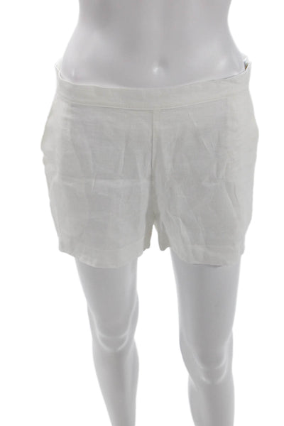 Socapri Womens Pocketed Side Zippered Casual Shorts Solid White Size 42