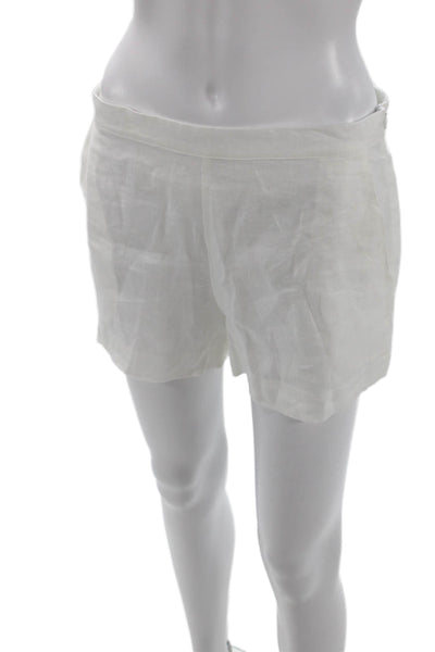 Socapri Womens Pocketed Side Zippered Casual Shorts Solid White Size 42