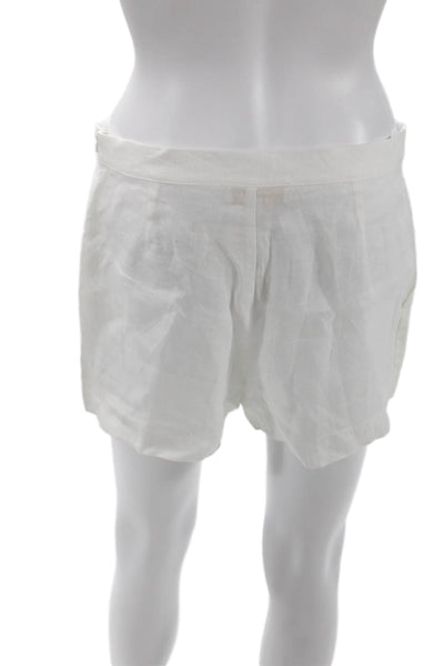 Socapri Womens Pocketed Side Zippered Casual Shorts Solid White Size 42
