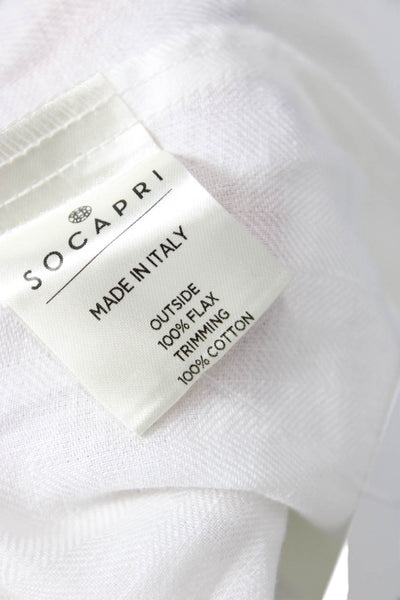 Socapri Womens Pocketed Side Zippered Casual Shorts Solid White Size 42