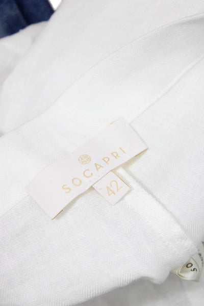 Socapri Womens Pocketed Side Zippered Casual Shorts Solid White Size 42
