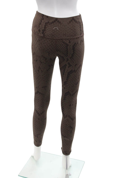 Varley Womens Abstract Animal Print High Waisted Ankle Leggings Brown Size XS