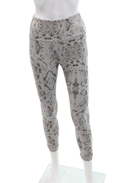 Varley Womens Abstract Animal Print High Waisted Ankle Leggings Gray Size XS