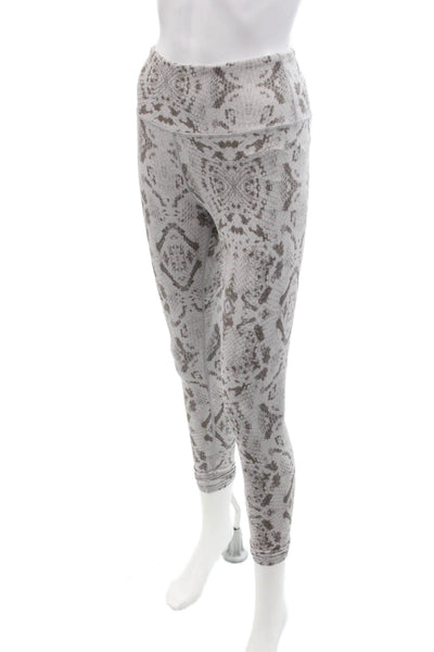 Varley Womens Abstract Animal Print High Waisted Ankle Leggings Gray Size XS