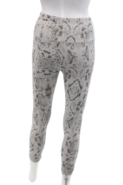 Varley Womens Abstract Animal Print High Waisted Ankle Leggings Gray Size XS