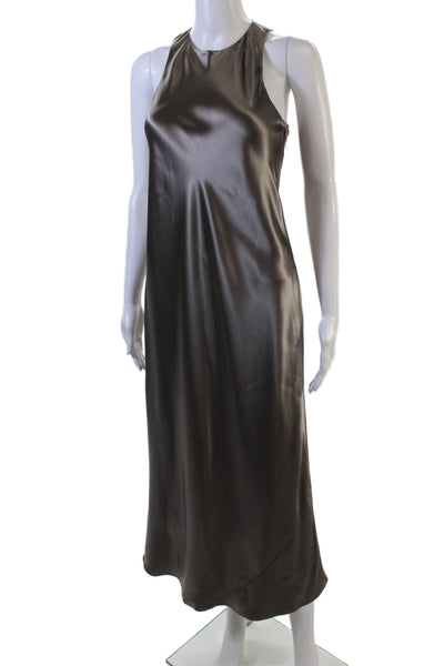 Tibi Womens Heavy Satin Midi Dress - Slate Grey Size 0