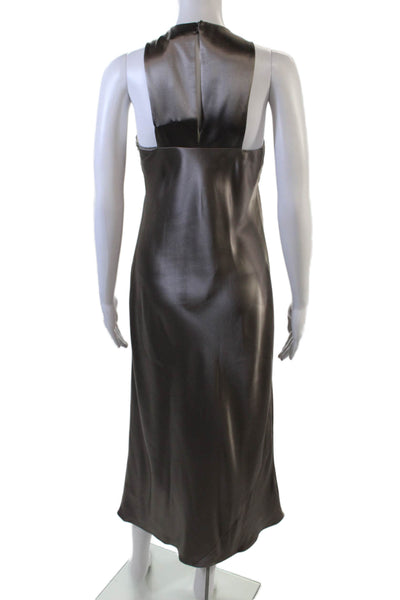 Tibi Womens Heavy Satin Midi Dress - Slate Grey Size 0