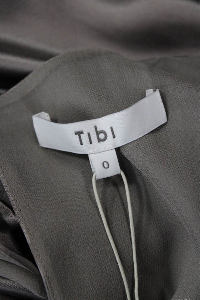 Tibi Womens Heavy Satin Midi Dress - Slate Grey Size 0
