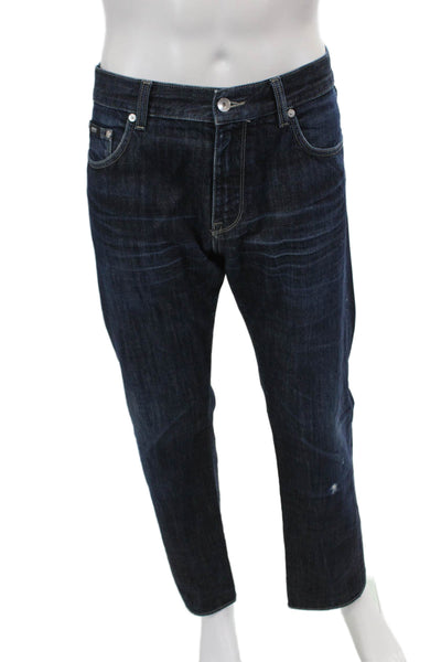 Boss Hugo Boss Mens Mid Rise Dark Wash Straight Leg Jeans Blue Cotton Size 34