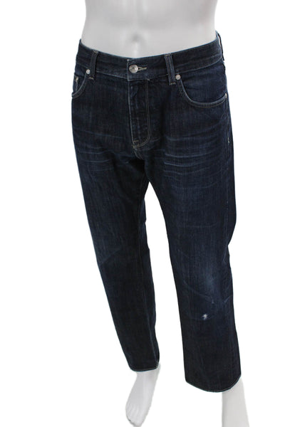 Boss Hugo Boss Mens Mid Rise Dark Wash Straight Leg Jeans Blue Cotton Size 34