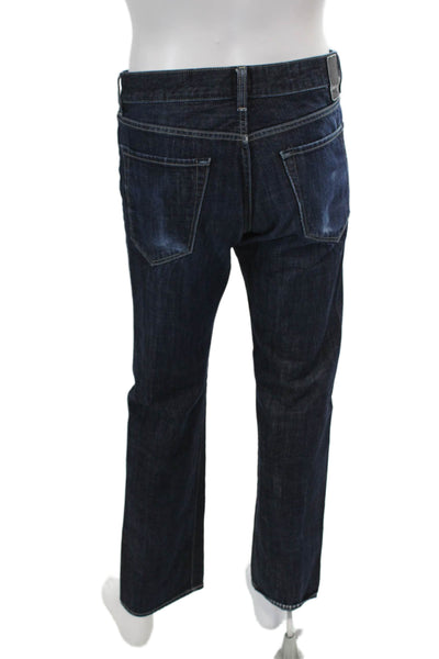 Boss Hugo Boss Mens Mid Rise Dark Wash Straight Leg Jeans Blue Cotton Size 34
