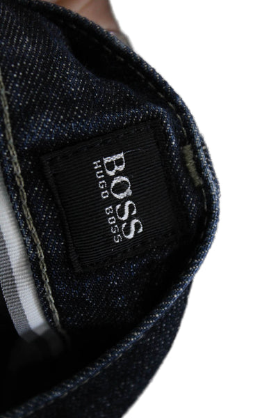 Boss Hugo Boss Mens Mid Rise Dark Wash Straight Leg Jeans Blue Cotton Size 34
