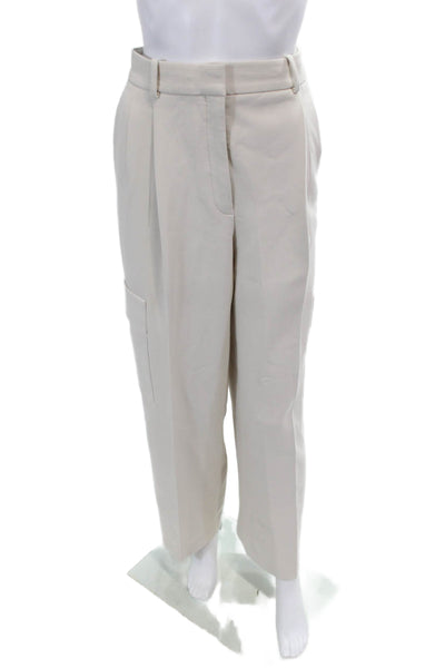 Babaton Womens Zippered Pleated Straight Casual Pants Solid Beige Size 8