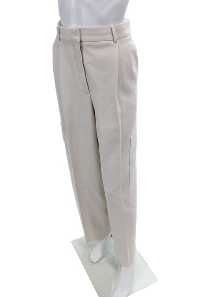 Babaton Womens Zippered Pleated Straight Casual Pants Solid Beige Size 8