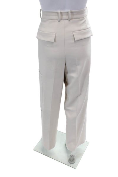 Babaton Womens Zippered Pleated Straight Casual Pants Solid Beige Size 8