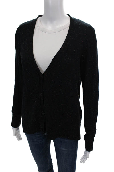 Rag & Bone / Knit Womens V-Neck Buttoned Cardigan Sweater Black Size M