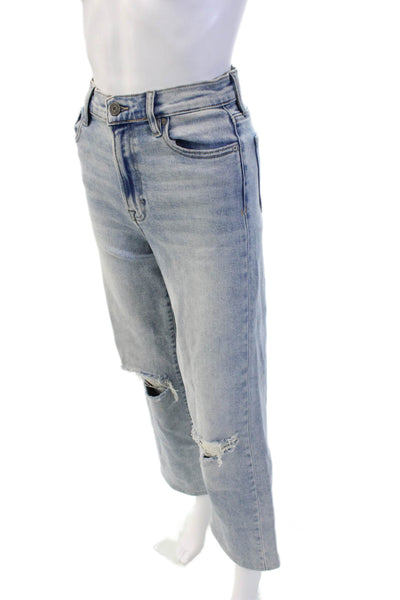 Hidden Womens Cotton Zip Button Lined Straight Leg Distress Jeans Blue Size EUR