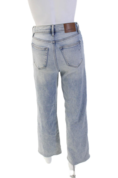 Hidden Womens Cotton Zip Button Lined Straight Leg Distress Jeans Blue Size EUR