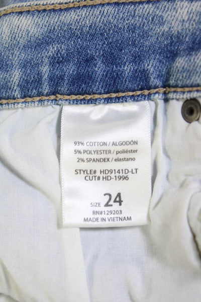 Hidden Womens Cotton Zip Button Lined Straight Leg Distress Jeans Blue Size EUR