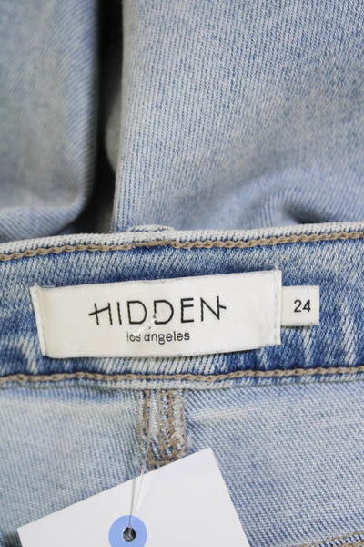 Hidden Womens Cotton Zip Button Lined Straight Leg Distress Jeans Blue Size EUR