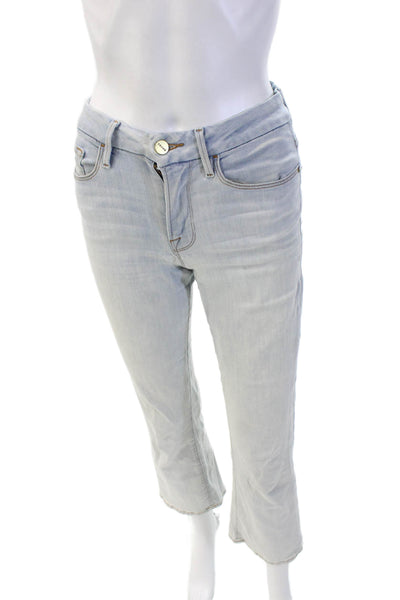 Frame Womens Textured Zip Button Straight Leg Denim Jeans Blue Size EUR 29